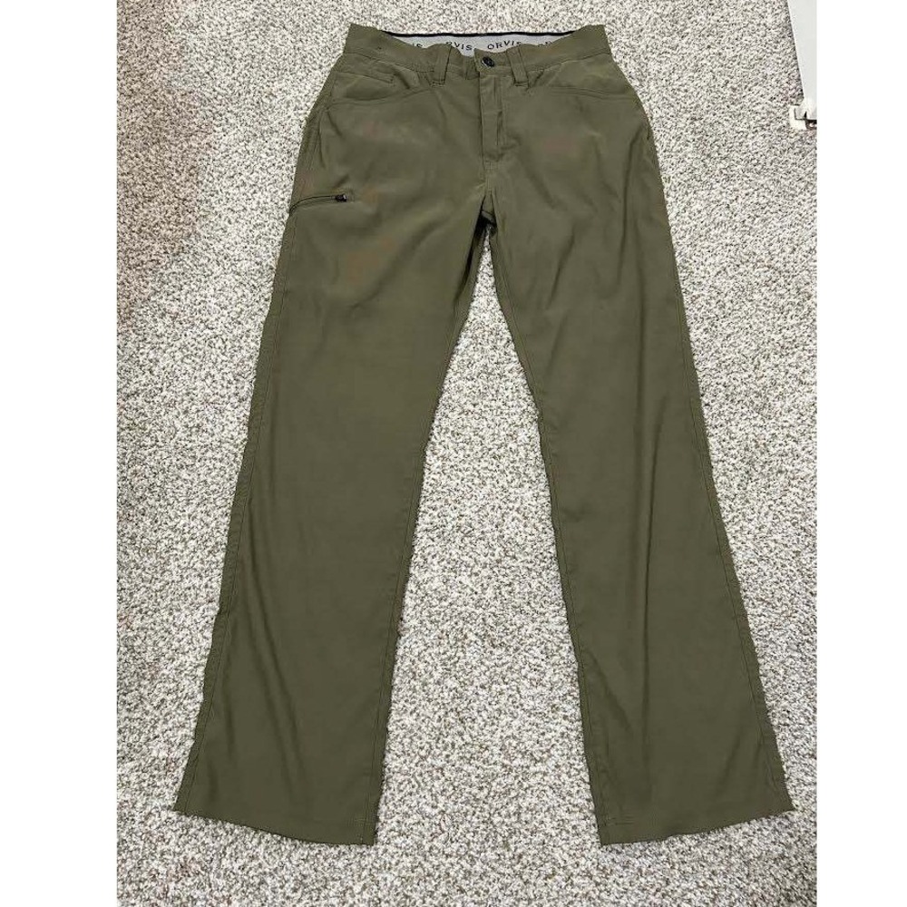 Orvis Mens Outdoor Stretch Hiking Pants Olive Green 32x32 Water Repellent Gorp